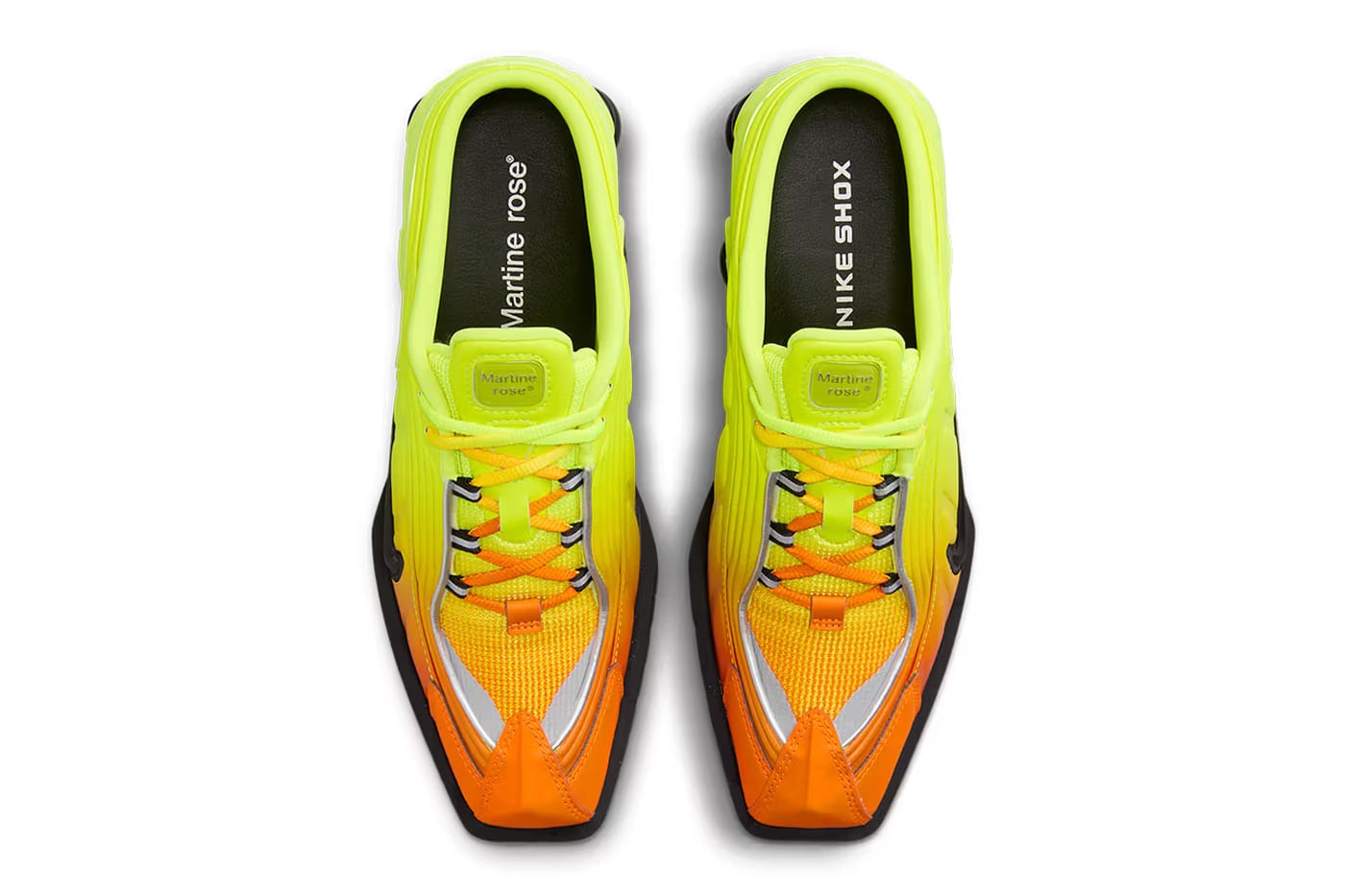 Martine Rose Nike Shox MR4 Scuba Blue Safety Orange Release