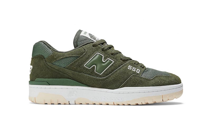 New balance green store suede