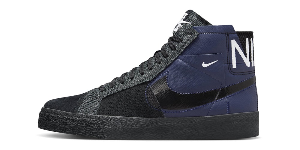 Nike SB Blazer Mid Premium «Темно-синий/черный» с несколькими слоями текстур
