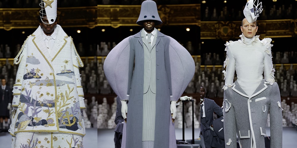Дебют Тома Брауна в коллекции Haute Couture осень-зима 23 привносит театральность в серую палитру