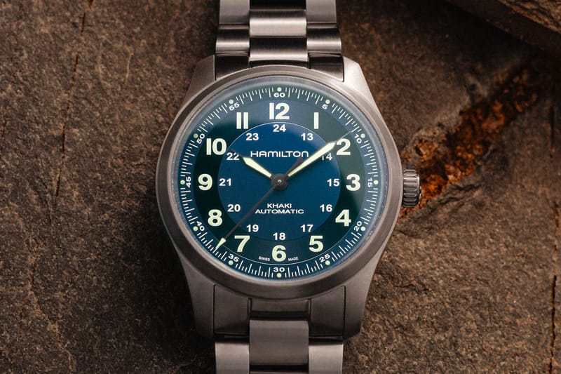 Hamilton khaki field blue on sale dial