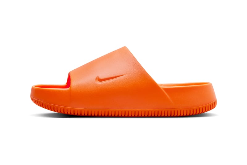 Orange and shop black nike slides