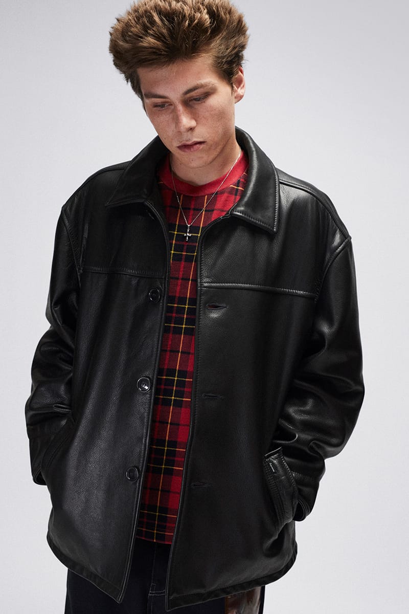 Supreme leather cheap car coat