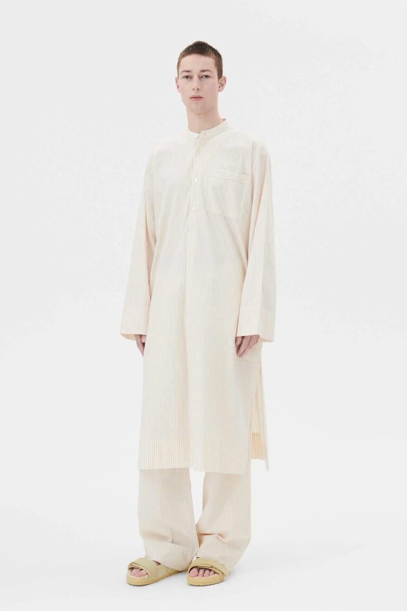 TEKLA × Birkenstock カフタンパジャマ コットン100％ Birkenstock / Tekla Kaftan – Wheat Stripes | Tekla Fabrics