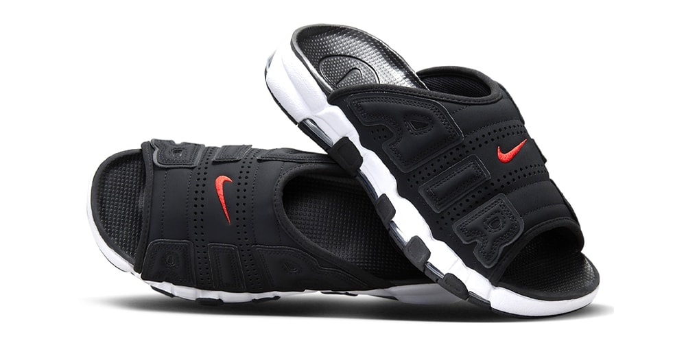 Nike Air More Uptempo Slide Arrives in Blacked-Out Lettering