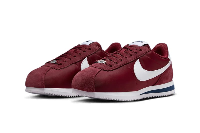 Burgundy and white nike hot sale cortez