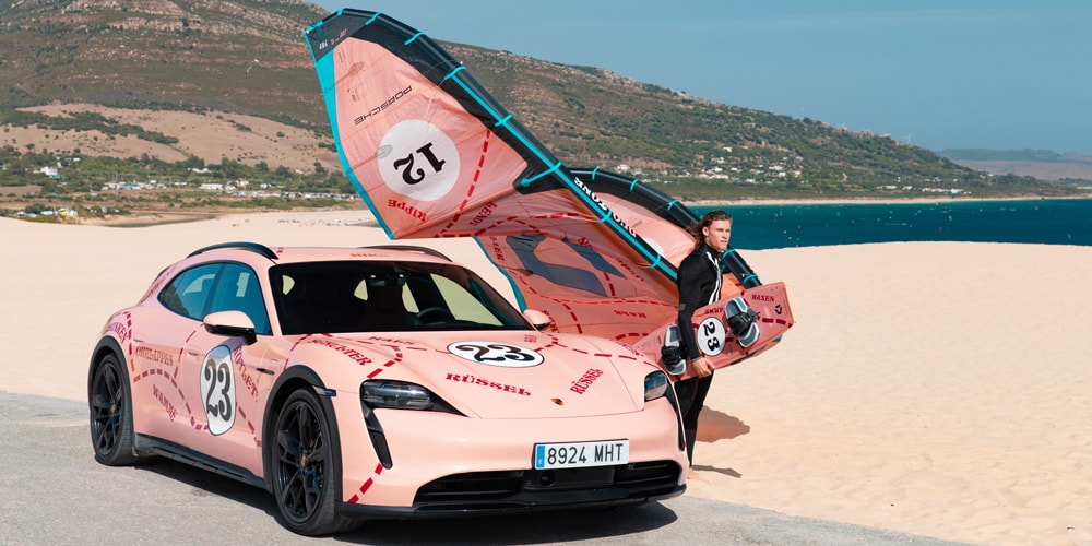 Легендарный дизайн Porsche «Розовая свинья»: специальная серия двухцветных кайтов и досок