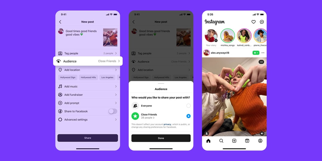 Instagram Now Lets You Share Posts and Reels With Close Friends Hypebeast