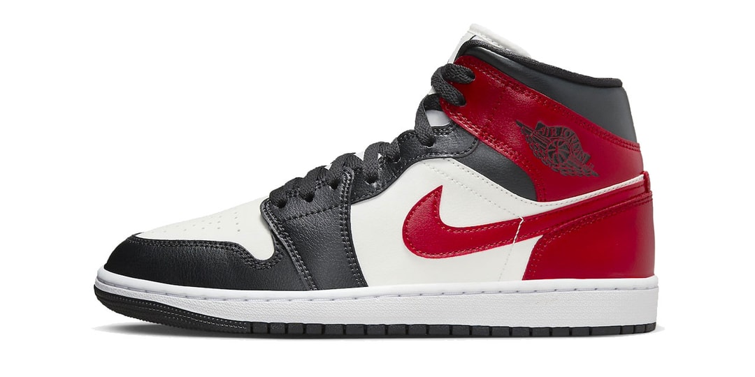 Кроссовки Air Jordan 1 Mid Black Toe в цвете «Gym Red»