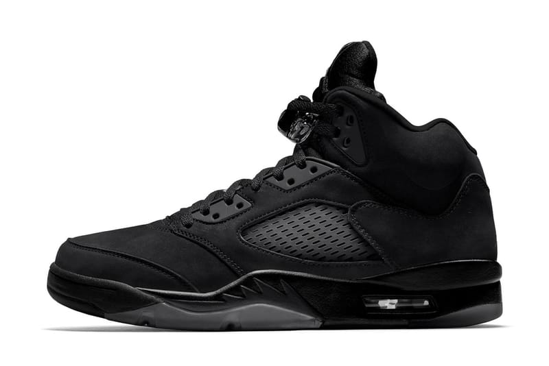 Jordan 5 all black leather online