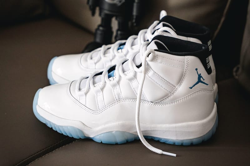 Jordan 11s white and blue best sale