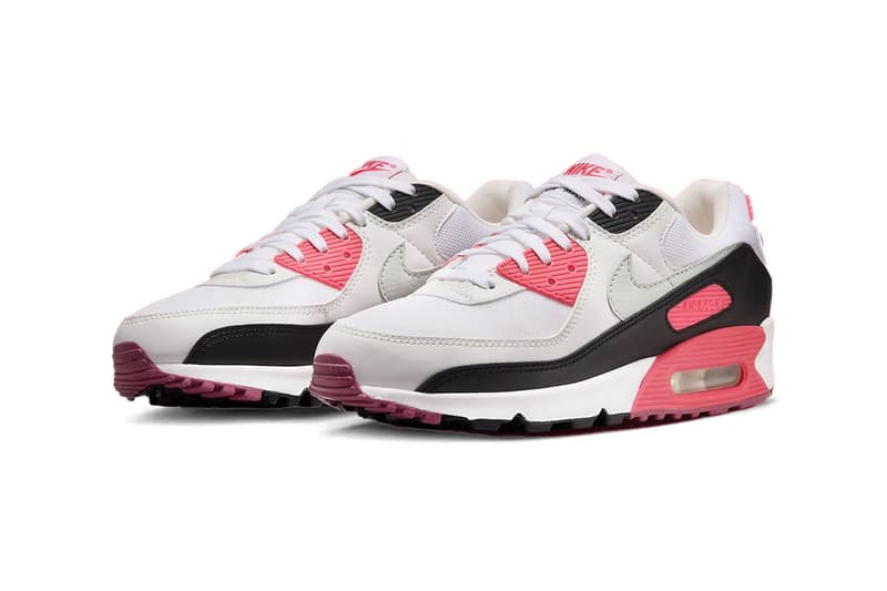 Nike Air Max 90 Womens Shoes (DH8010-105 White/Aster Pink/Black/Light Silver) Size 5.5