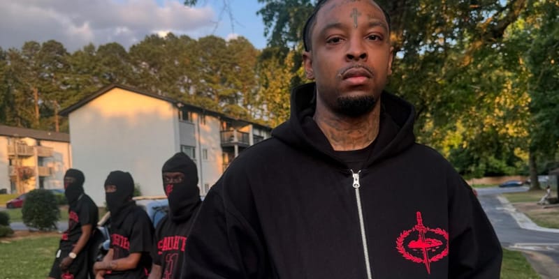 Corteiz x Slaughter Gang 21 Savage Black T Shirt |