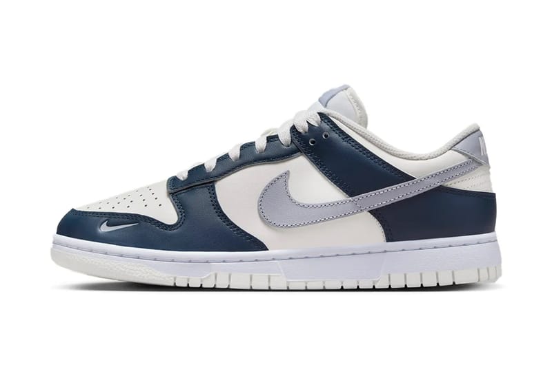 Navy and silver nike dunks best sale