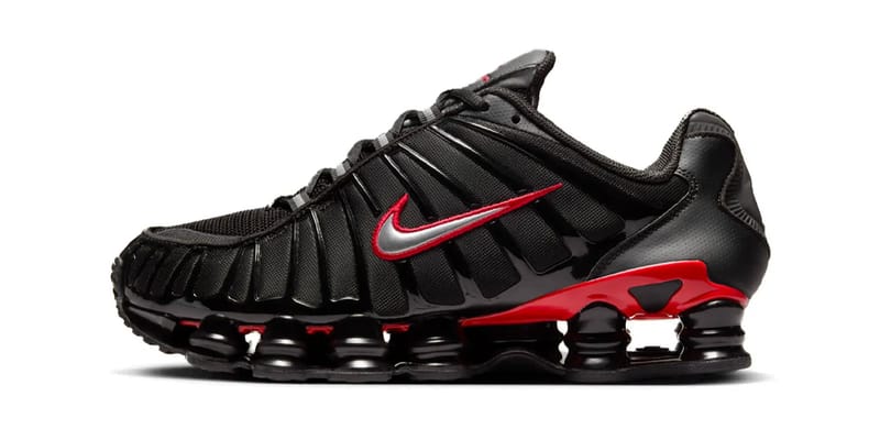 Red black nike shox on sale