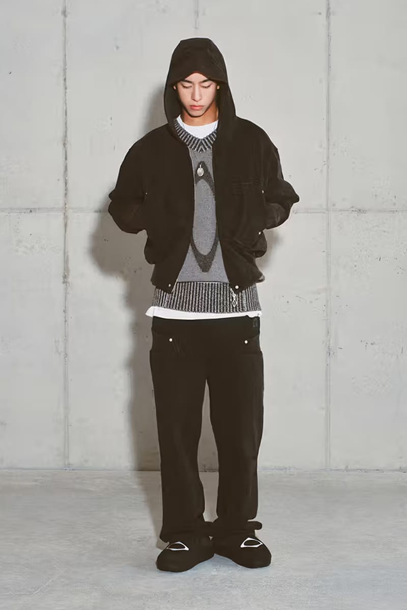 トップス mschf RHOMBUS KNIT HOODIE_BLACK MISCHIEF】 RHOMBUS KNIT HOODIE : BLACK（(W) 미스치프 롬버스