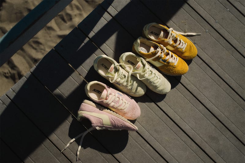 スニーカー AUTRY YELLOW WINDSPIN SNEAKERS AUTRY Windspin leather-trimmed brushed suede sneakers | NET