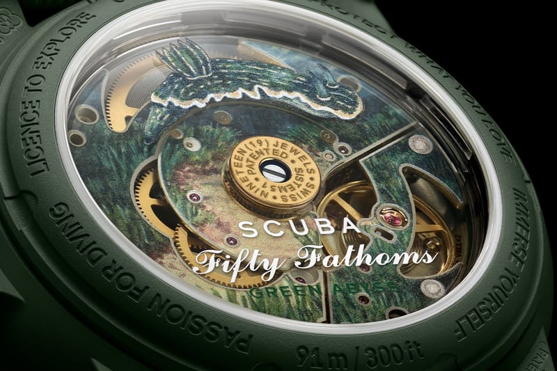 アナログ時計 Swatch x Blancpain Bioceramic Scuba Fifty Fathoms Green Introducing The Blancpain x Swatch Bioceramic Scuba Fifty