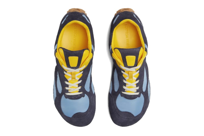 Bottega Veneta★素敵！Leather Black/Yellow Sneakers Bottega Veneta Tire Lace Up Leather Shoe Black Kiwi Men's