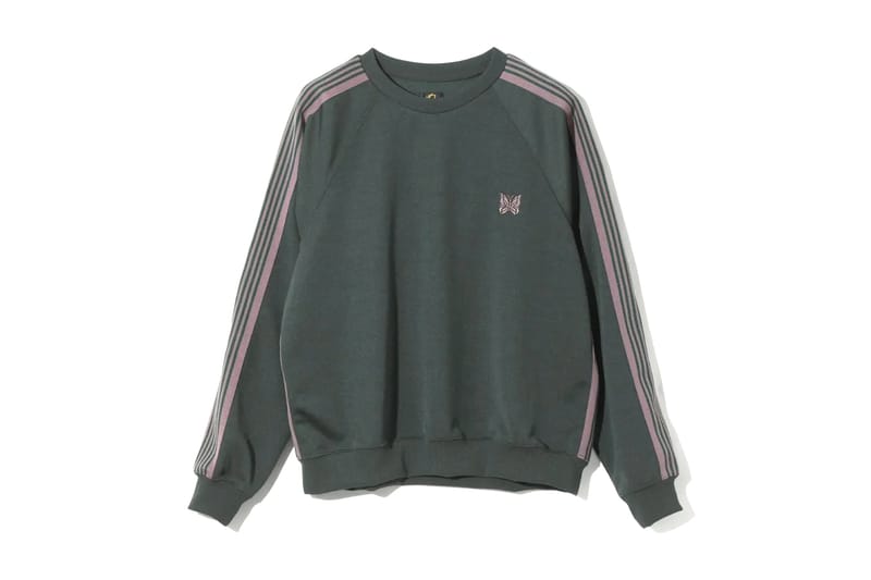 Needles TRACK CREW NECK サイズL Needles Track Crew Neck Shirt Poly Smooth Black Sweatshirts