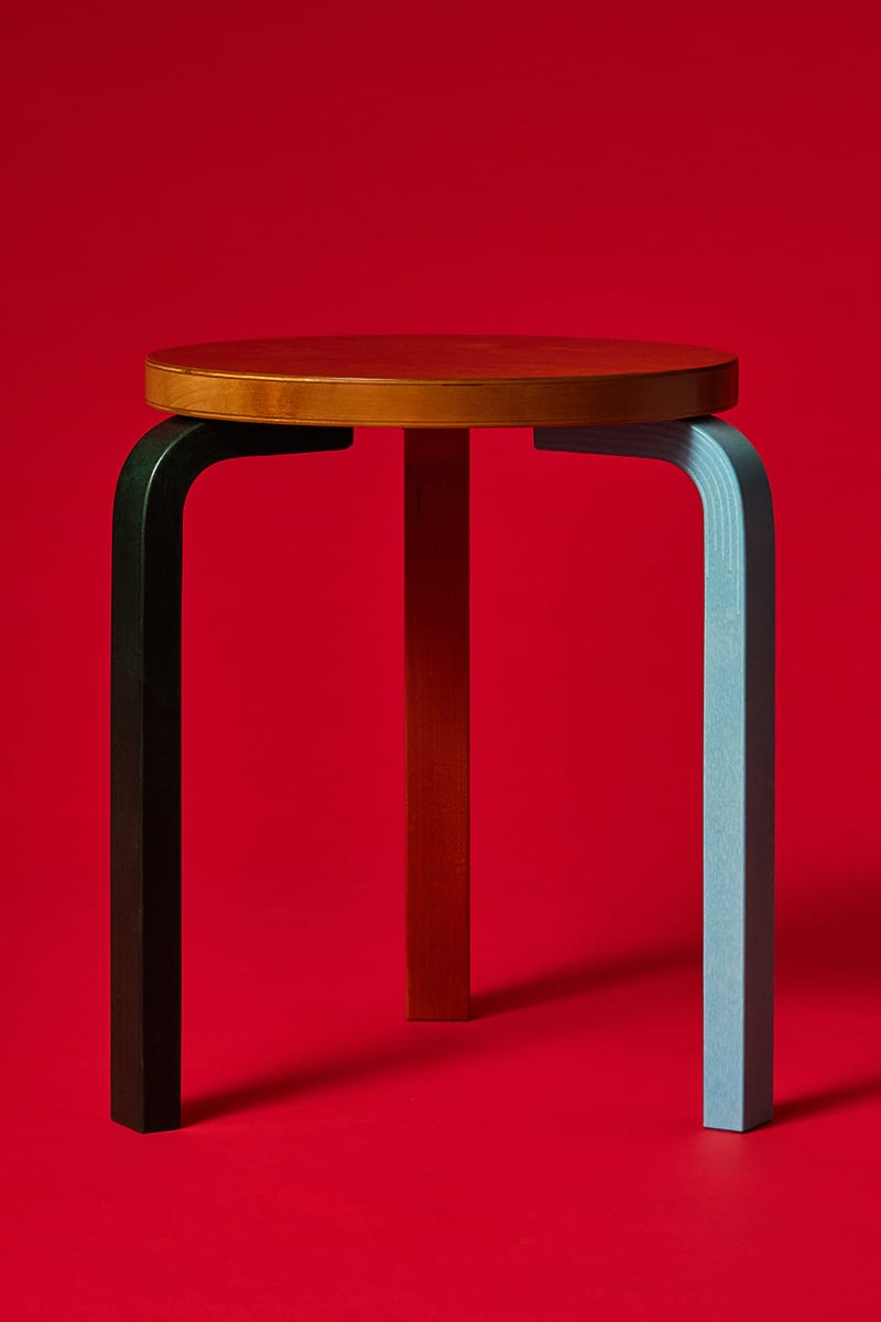 Artek aalto stool 60 50s ビニールレザー レッド Artek Alvar Aalto 1933 Stool 60 in Lacquered Red Artek