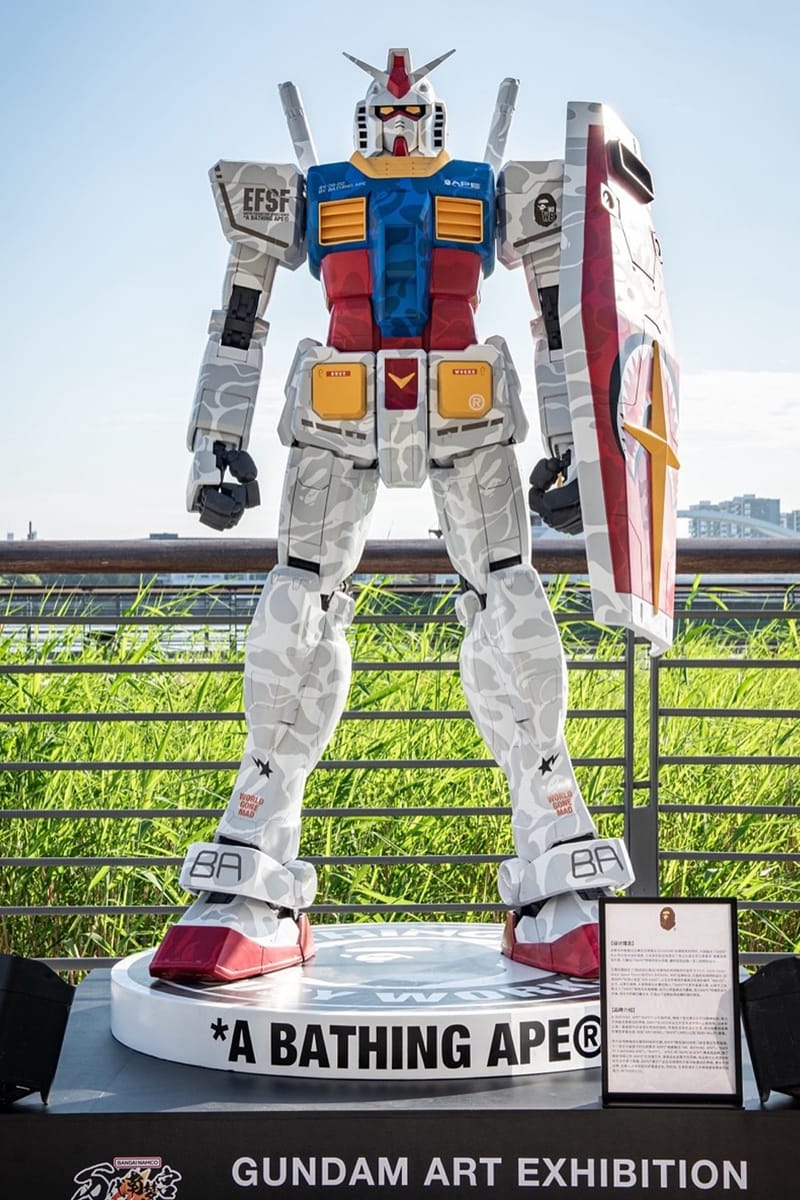 BAPE® and Bandai Namco Unveil Colossus Gundam Statues | Hypebeast
