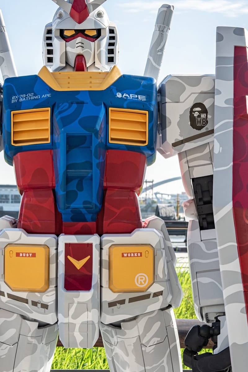 BAPE® and Bandai Namco Unveil Colossus Gundam Statues | Hypebeast