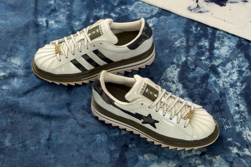 CLOT x BAPE x adidas Superstar Green Camo | Hypebeast