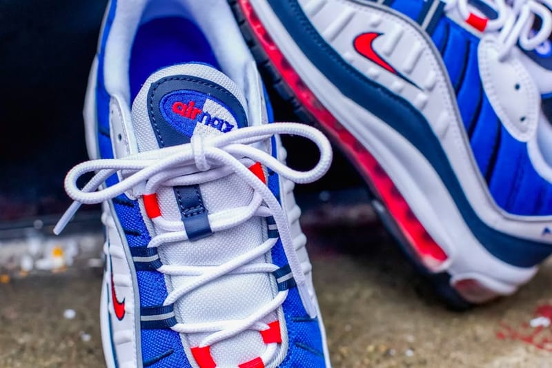 Air max 98 bleu blanc clearance rouge