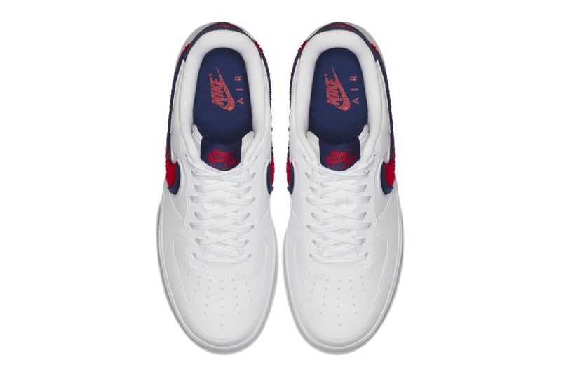 nike air force 1 chenille swoosh red blue