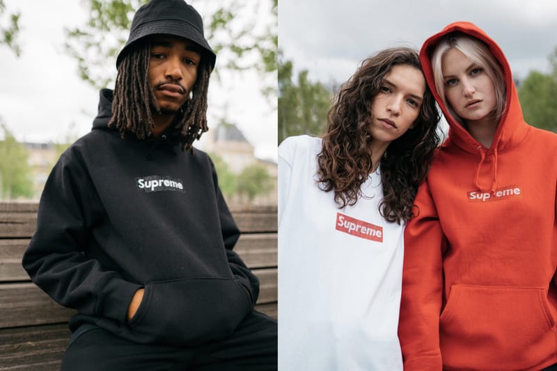 Supreme Swarovski Box Logo Hooded Sweatshirt Red Men 