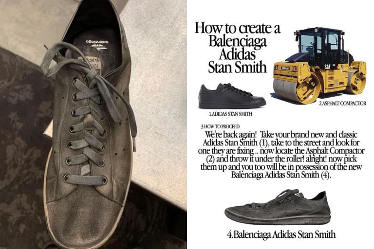 如何自制Balenciaga x adidas「Destroyed Stan Smith」做旧风格鞋款