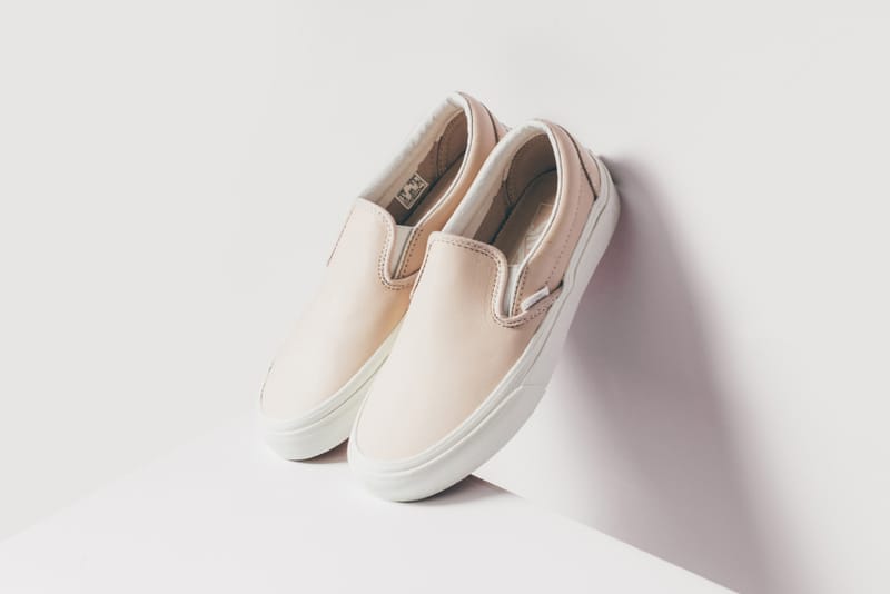 vans beige leather slip ons vans beige leather slip ons