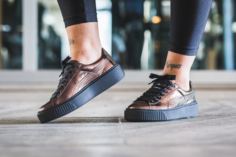 puma basket platform metallic puma basket platform metallic