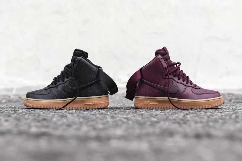 burgundy and black air force ones