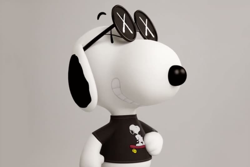 kaws x uniqlo x peanuts snoopy plush black