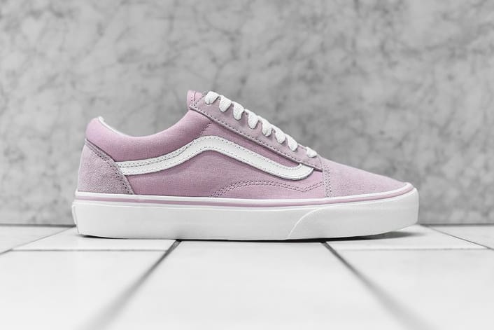 grey and pink vans old skool