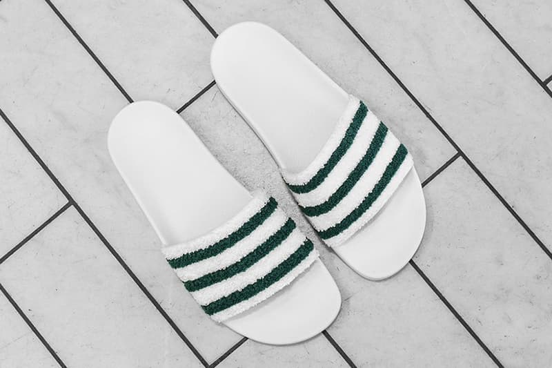 adidas adilette slides green and white
