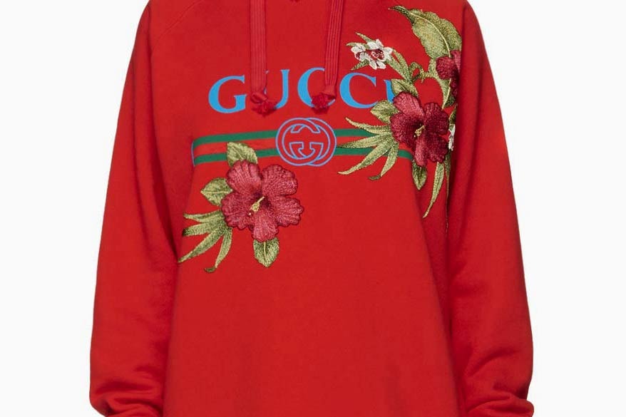 gucci flower embroidered hoodie