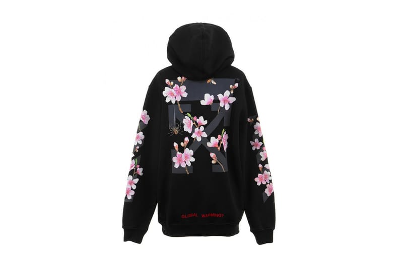 Off white cherry blossom cheap hoodie black