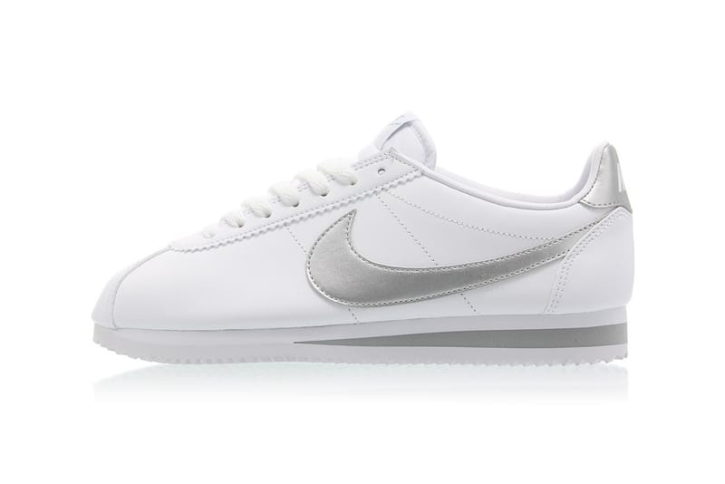 Buy > white nikes with silver swoosh > in stock