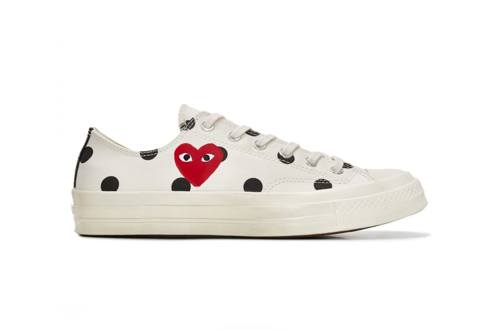 cdg converse polka dot white
