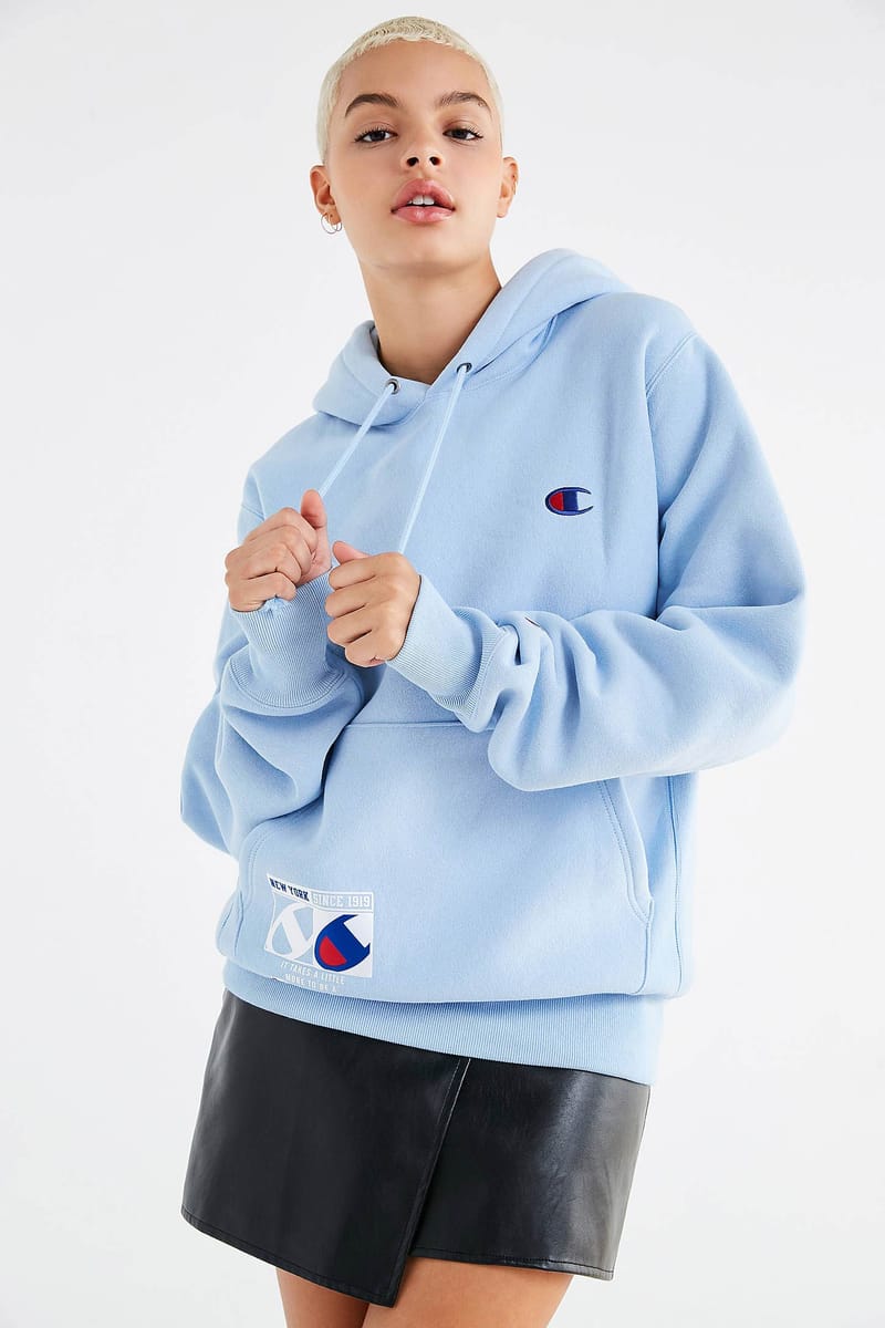 Blue champion best sale hoodie urban outfitters