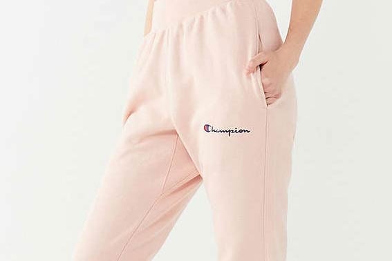champion reverse weave candy pink jogger sweatpants
