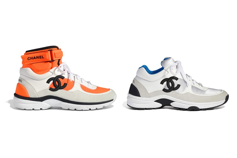 White and clearance orange chanel sneakers