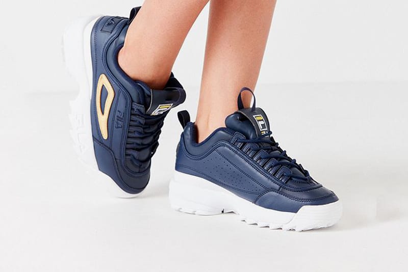 Fila disruptor navy cheap and gold