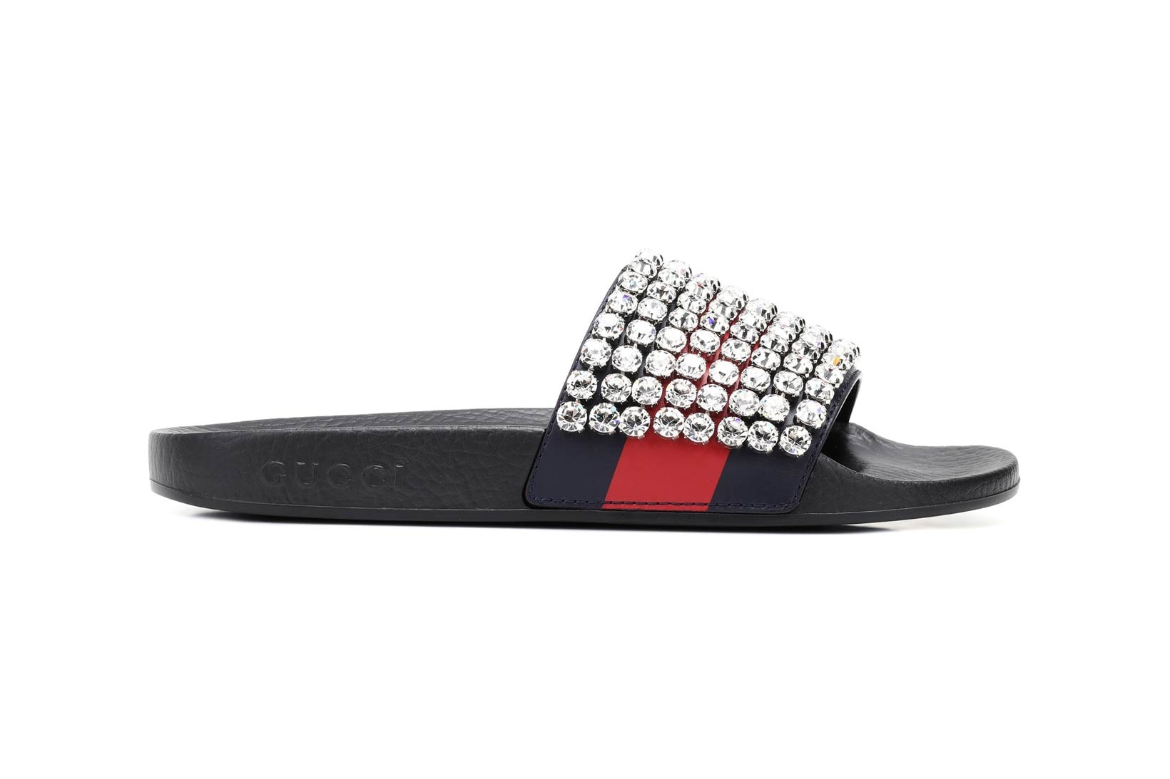 Shop Gucci's Crystal-Embellished Slide Sandals | Hypebae
