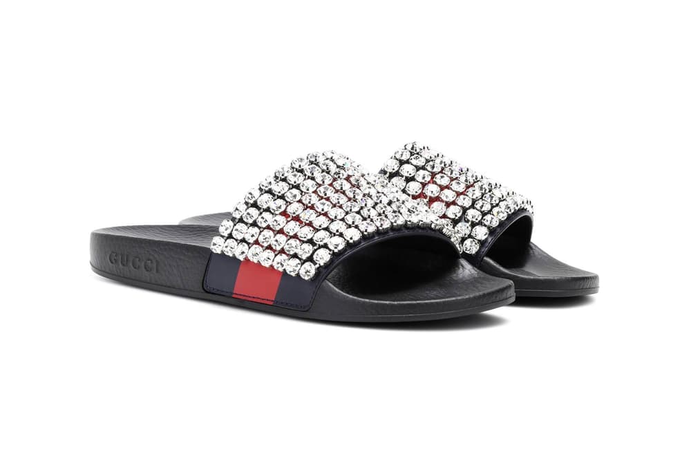 gucci crystal embellished slides