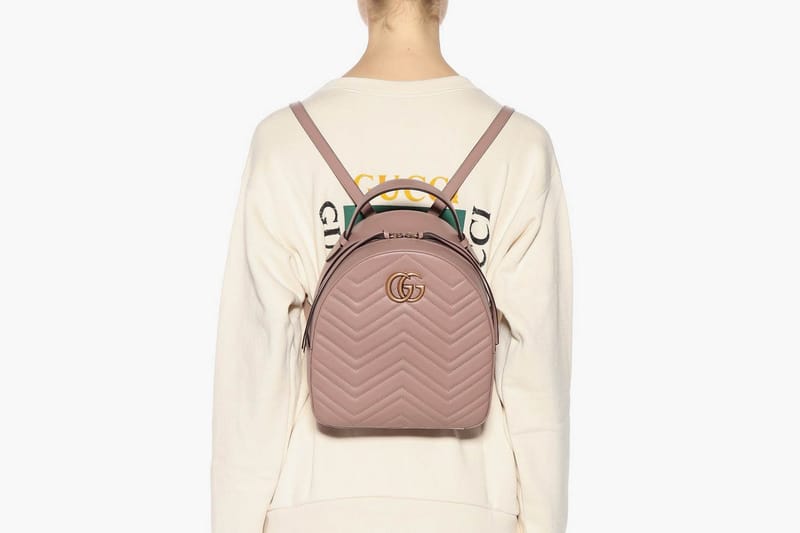 Shop Gucci s GG Marmont Backpack in Pastel Pink Hypebae