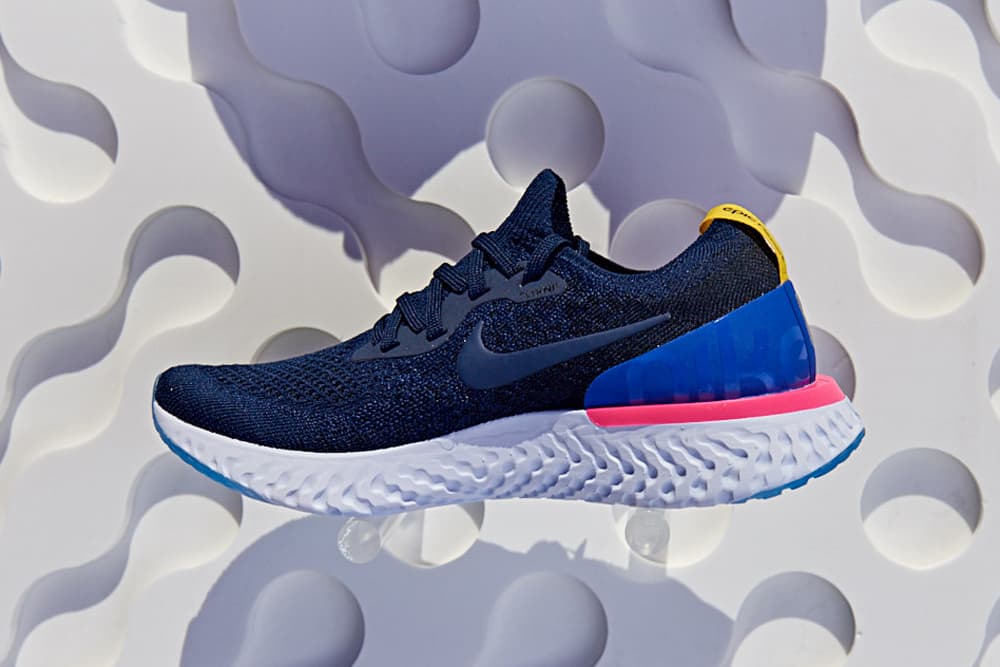 nike epic react flyknit 2 white and blue